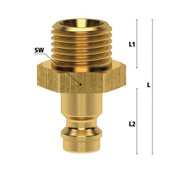 Ludecke, Cuplă rapidă mini tată Ludecke ESM_18_NA, DN5, filet exterior G 1/8