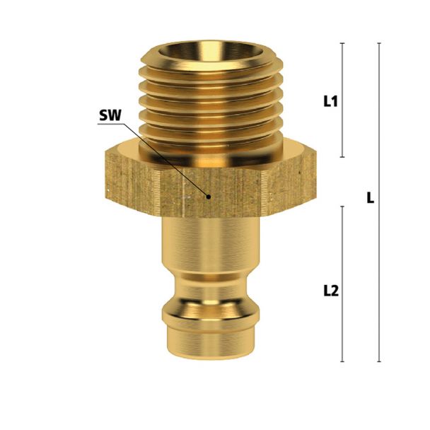 Ludecke, Cuplă rapidă mini tata Ludecke ESM_38_NA, DN 5, filet exterior G 3/8
