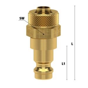 Ludecke, Cuplă rapidă mini tată Ludecke ESM_6_SQ, DN5, piuliță, pentru furtun 6x8 mm