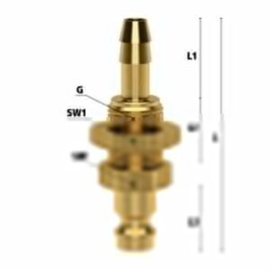 Ludecke, Cuplă rapidă mini tată Ludecke ESM_6_SSVAB | DN 5 | Furtun 6 mm | Închidere dublă | Conector pneumatic compact