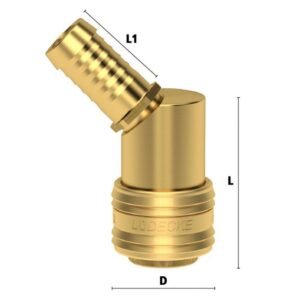 Ludecke, Cuplă rapidă standard mamă Ludecke ES_9_T-45, DN 7.2, furtun 9 mm, unghi 45°
