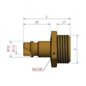 Ludecke, Cuplă rapidă standard Tata Ludecke - Model ES_18_NA - DN 7.2 - Filet exterior G 1/8" - Conexiune pneumatică