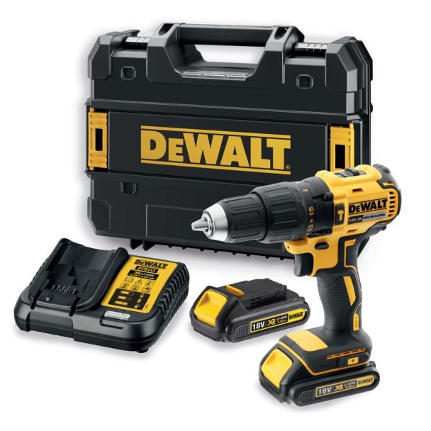 Mașină de găurit cu percuție și înșurubat DeWalt DCD778D2T, max 65 Nm, 2 acumulatori XR 18V/2.0Ah, încărcător, valiză transport