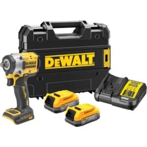Mașină de înșurubat cu impact DEWALT DCF921E2T, pătrat 1/2", maxim 406 Nm, 2 acumulatori POWERSTACK 18V/1.7Ah și încărcător în valiză TSTAK