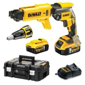 Mașină de înșurubat pentru gips-carton DEWALT DCF620P2K, 18V 5.0Ah, 2 acumulatori, încărcător, magazie pentru șuruburi, valiză de transport