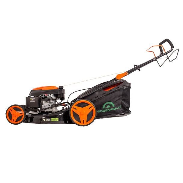 Mașină de tuns gazon autopropulsată Greenfield G-MTG531ARW-TX | Motor benzină 5.36 CP | Lățime de lucru 52.5 cm, 7 trepte de tăiere | Sac colector 67 L | Performanță puternică...
