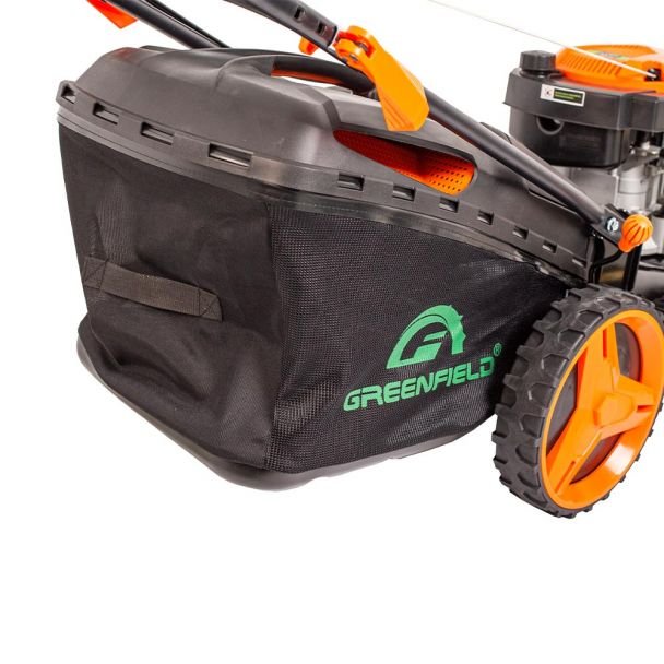 Mașină de tuns gazon autopropulsată Greenfield G-MTG531ARW-TX | Motor benzină 5.36 CP | Lățime de lucru 52.5 cm, 7 trepte de tăiere | Sac colector 67 L | Performanță puternică...