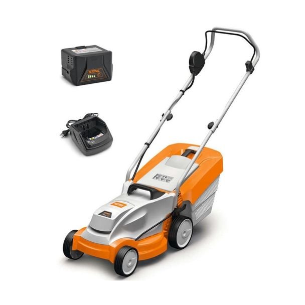 Mașină de tuns iarbă Stihl RMA 235.0 KIT | Lățime lucru 33 cm | Coș 30 L | Acumulator AK20 4.0 Ah + încărcător | Kit fără fir, compact și silențios pentru gazon mic/mediu