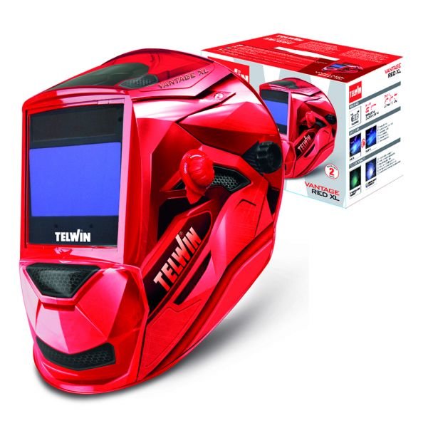 Masca de sudură automată Telwin VANTAGE RED XL | Model 802936 | Filtru reglabil DIN 4/5 - 9/9 - 13 | Compatibil MMA/MIG-MAG/TIG | Protecție optică profesională