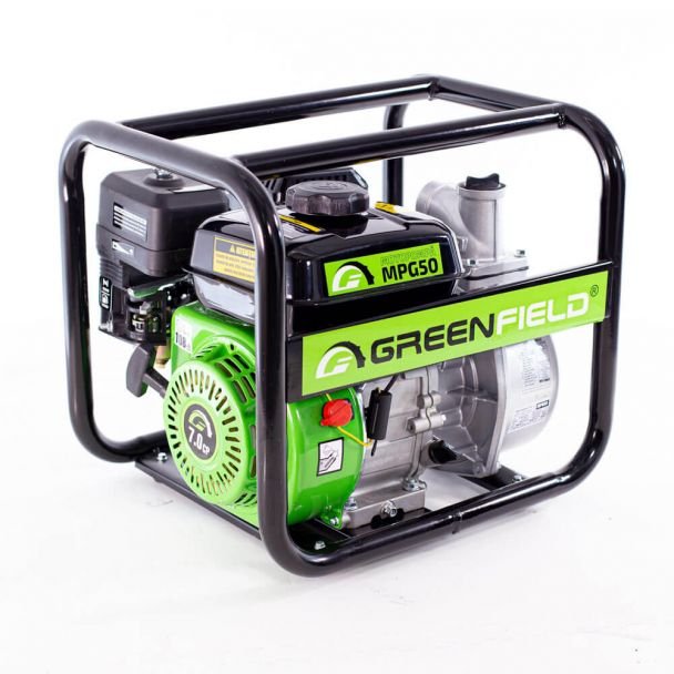Motopompă 2" Greenfield MPG50 – motor Euro V pe benzină, 7,0 CP, debit 42.000 l/h, refulare 32 m
