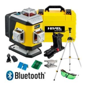 Nivelă laser 4 x 360° Nivel System CL4B SJJM1EX – set complet: fascicul albastru 30/70 m, acumulator 3,7 V, geantă transport, trepied 1,82 m