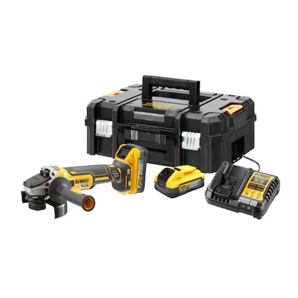 Polizor unghiular DeWalt DCG409H2T, 125 mm, cu 2 acumulatori Powerstack 18V 5.0Ah și încărcător în valiză TSTAK