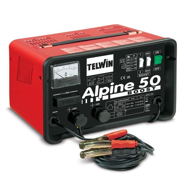 Redresor baterii Telwin ALPINE50BOOST | 12/24 V | Capacitate 20–500 Ah pentru Pb și START‑STOP | Încărcare rapidă inteligentă cu funcție BOOST | Protecții electronice, utilizare...