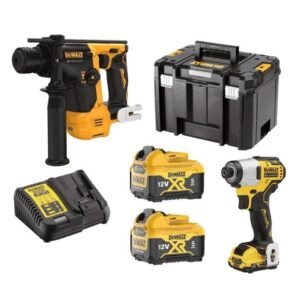 Set 2 mașini DeWALT DCK2104P2T, 2x acumulatori XR 12V 5.0 Ah și încărcător în valiză TSTAK