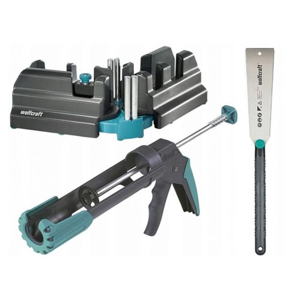 Set 3 piese pentru tăiere și lipire plintă parchet | Wolfcraft 6977000 | 70 mm | Precizie profesională pentru montaj | Ușor de folosit