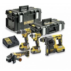 Set 4 mașini DeWalt DCK422P3 – 3 acumulatori XR 18V 5.0Ah, încărcător, valize ToughSystem