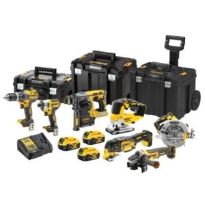 Set 7 mașini DeWalt DCK755P3T - 3 acumulatori XR 18V/5.0Ah - Încărcător inclus - Valize TSTAK - Kit profesional