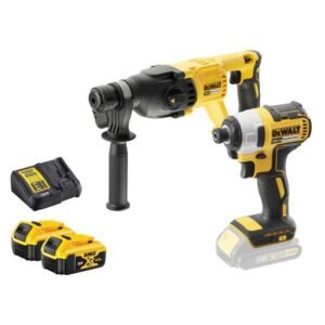 Set combo 2 scule DeWalt DCK2023M2T Li-Ion 18V — ciocan rotopercutor DCH133, șurubelniță de impact DCF787, încărcător, valiză TSTAK II