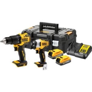 Set combo 2 scule DeWalt DCK2062E2T – Mașină de găurit DCD709 + Mașină de înșurubat cu impact DCF809, 2x acumulator POWERSTACK 18V 1.7Ah, încărcător, valiză TSTAK
