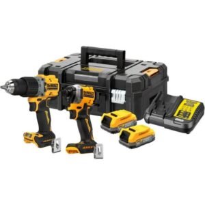 Set combo DeWalt DCK2050E2T – DCD805 mașină de găurit + DCF850 impact, 2x acumulatori POWERSTACK 18V 1.7Ah, încărcător, TSTAK