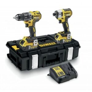 Set combo DeWalt DCK266P2 18V - DCD796 mașină de găurit cu percuție și DCF887 mașină de înșurubat cu impact, 2x acumulatori 18V 5Ah, încărcător, valiză