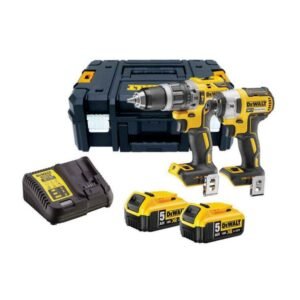 Set combo DeWalt DCK266P2T 18V — mașină de găurit cu percuție DCD796 + mașină de înșurubat cu impact DCF887, 2x acumulatori 18V 5Ah, încărcător, cutie TSTAK II