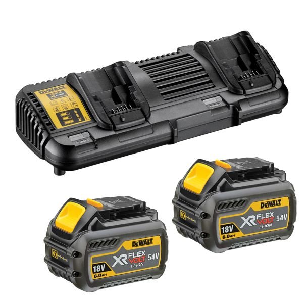 Set încărcător cu port dublu + 2 acumulatori DeWalt DCB132T2 Li-Ion XR FlexVolt