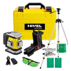 Set nivela laser 3 x 360° Nivel System CL3G SET SJJM1EX - fascicul verde, 30/70 m, acumulator 3,7 V, geantă transport, trepied 1,82 m