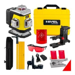 Set nivelă laser 4 x 360° Nivel System CL4R SET LP36, fascicul roșu, 30/70 m, acumulator 3,7 V, geantă transport, tijă ancorare LP36