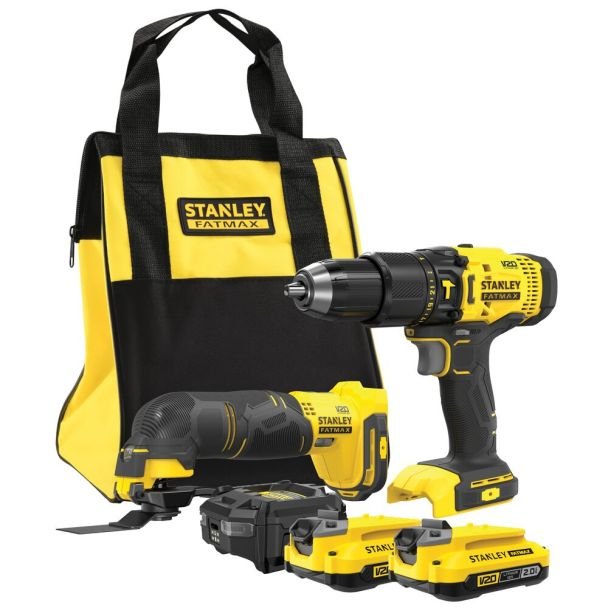 Stanley FatMax V20 SFMCK213D2S - Set combinat 2 scule electrice - 2 acumulatori 18 V / 2.0 Ah - Încărcător 1.25 A - Kit complet
