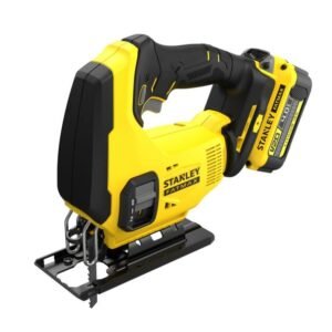Stanley, Fierăstrău pendular Stanley FatMax V20 SFMCS600M2K, tăiere lemn 55 mm, 2x acumulatori 18V/4.0 Ah, încărcător și valiză transport