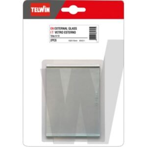 Sticlă transparentă de protecție exterioară Telwin 804311 - pentru mască de sudură - 102 x 115 mm, 2 buc. - compatibil TRIBE 9-13 - rezistentă la zgârieturi, înlocuire ușoară