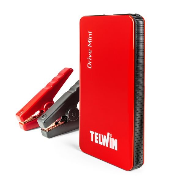 Telwin DRIVEMINI | Sursă alimentare și pornire de urgență 12 V | Baterie litiu 6500 mAh | Starter auto portabil & power bank pentru vehicule | Compact, sigur, reîncărcabil