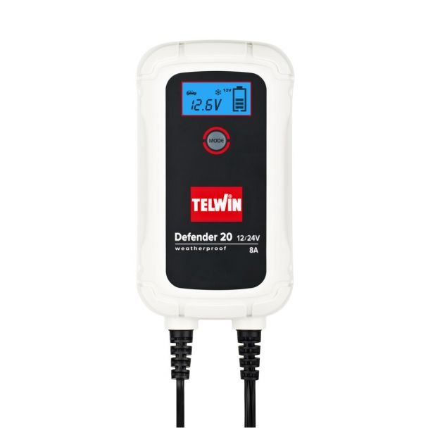 Telwin, Telwin DEFENDER20 Redresor Încărcător Baterii 12/24 V pentru WET, GEL, AGM, MF, PbCa, EFB, 8-90 Ah