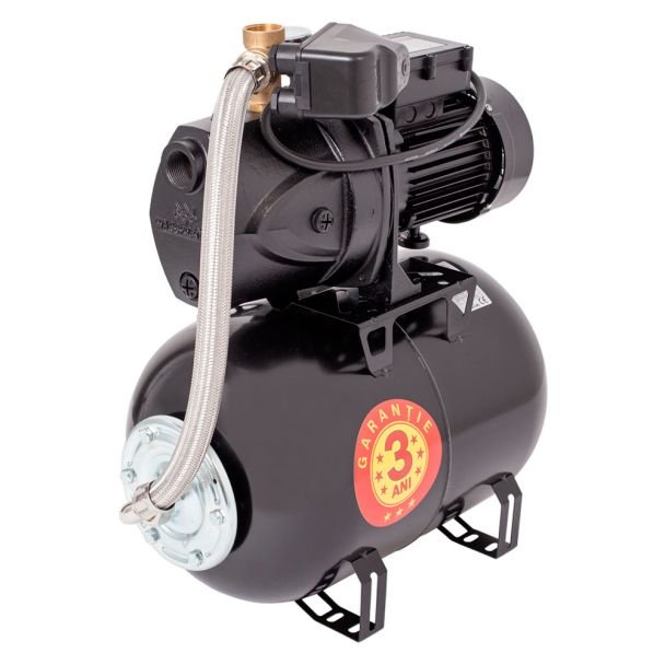 Wasserkonig, Hidrofor Wasserkonig HWK1350-5.3/25H | Pompă autoamorsantă din fontă | 1350 W, aspirație 9 m | Debit 4920 l/h, refulare 53 m | Vas de expansiune 24 l