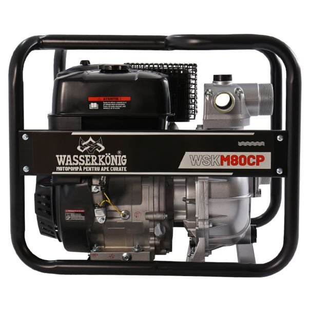 Wasserkonig, Motopompă aspirație 3" Wasserkonig WSKM80CP | Debit 50 m³/ora | Refulare max. 70 m | Motor benzină Euro V, 11 CP | Pentru irigații, drenaje și intervenții