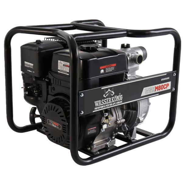 Wasserkonig, Motopompă aspirație 3" Wasserkonig WSKM80CP | Debit 50 m³/ora | Refulare max. 70 m | Motor benzină Euro V, 11 CP | Pentru irigații, drenaje și intervenții