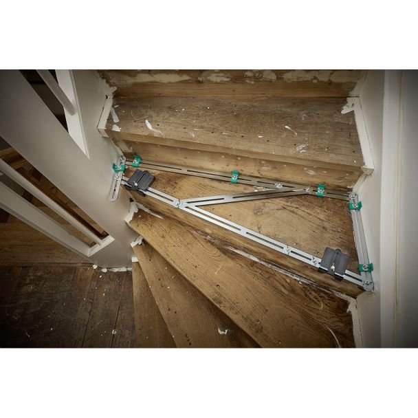 Wolfcraft, Sablon pentru trepte Wolfcraft 5210000 | 15 șine din oțel zincat | Precizie și aliniere sigură | Montaj rapid trepte | Durabil pentru profesioniști