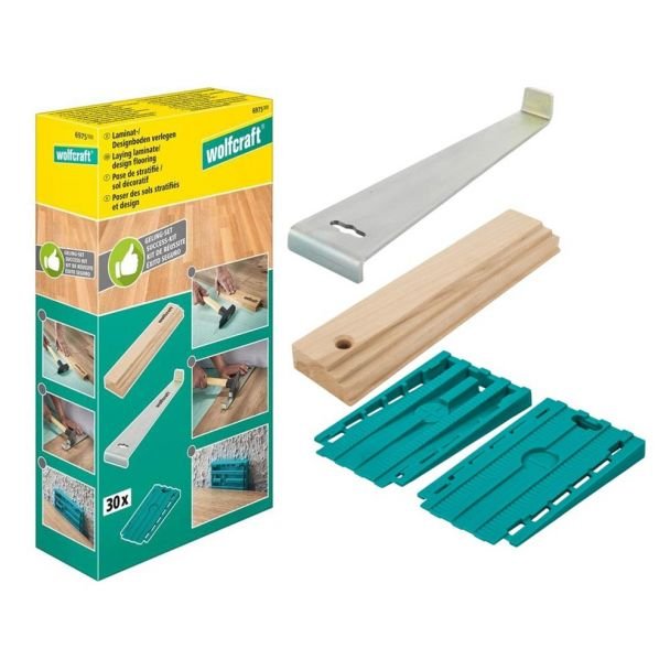 Wolfcraft, Set fixare parchet Wolfcraft 6975000 - Kit complet prinderi și cleme - Compatibil parchet laminat și stratificat - Fixare precisă, montaj rapid - Accesorii durabile pentru...