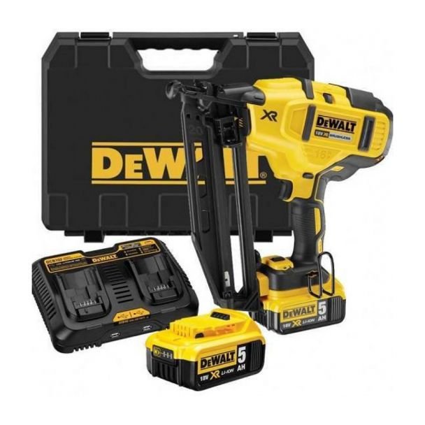 DeWalt, Ciocan de bătut cuie DeWalt DCN660P2, 2 acumulatori Li‑Ion 18 V 5.0 Ah, pentru cuie 1.6 mm 32–63 mm