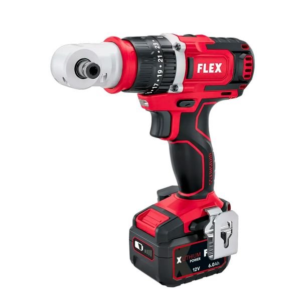 Flex, Mașină de găurit și înșurubat cu percuție compatibilă cu acumulatori Flex PD 2G 12-EC, Li-Ion 12V, cuplu maxim 58 Nm, valiză transport