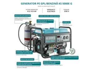 Generator curent benzină/gaz Konner & Sohnen KS 5000E G monofazat 4,5 kW AVR pornire electrică