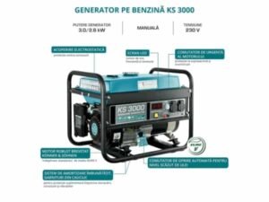 Generator curent pe benzină | Konner & Sohnen KS 3000 | 3 kW monofazat | AVR stabilizat | Portabil pentru casă și șantier