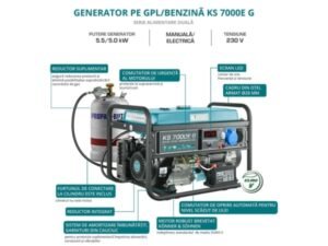 Generator de curent benzină/gaz Konner & Sohnen KS 7000E G, 5,5 kW, monofazat, AVR, pornire electrică