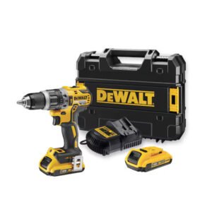 Mașină compactă de găurit cu percuție DeWalt 18V XR Li‑Ion 2x2Ah, motor fără perii