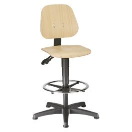 Scaun de lucru 9651-3000 Unitec 3, reglabil 580-850 mm, șezut din lemn, suport picioare