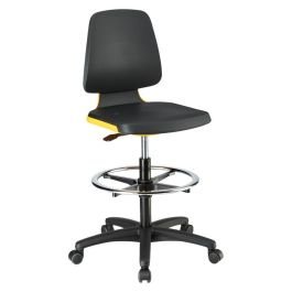 Scaun de lucru LABSIT 4, PU portocaliu, 560–810 mm, suport picioare [9125-2000-3279]