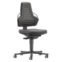 Scaun de lucru Nexxit 2 negru, mânere gri, reglabil 450–600 mm, cu roți