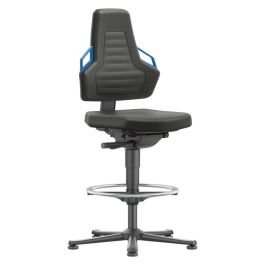 Scaun de lucru Nexxit 3 negru, mâner albastru, reglabil 570–820 mm, suport picioare [9031-6801-3277]