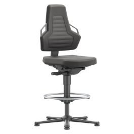 Scaun de lucru Nexxit 3, negru, mânere gri, reglabil 570–820 mm, mecanism Supertec, suport pentru picioare [9031-SP01-3285]